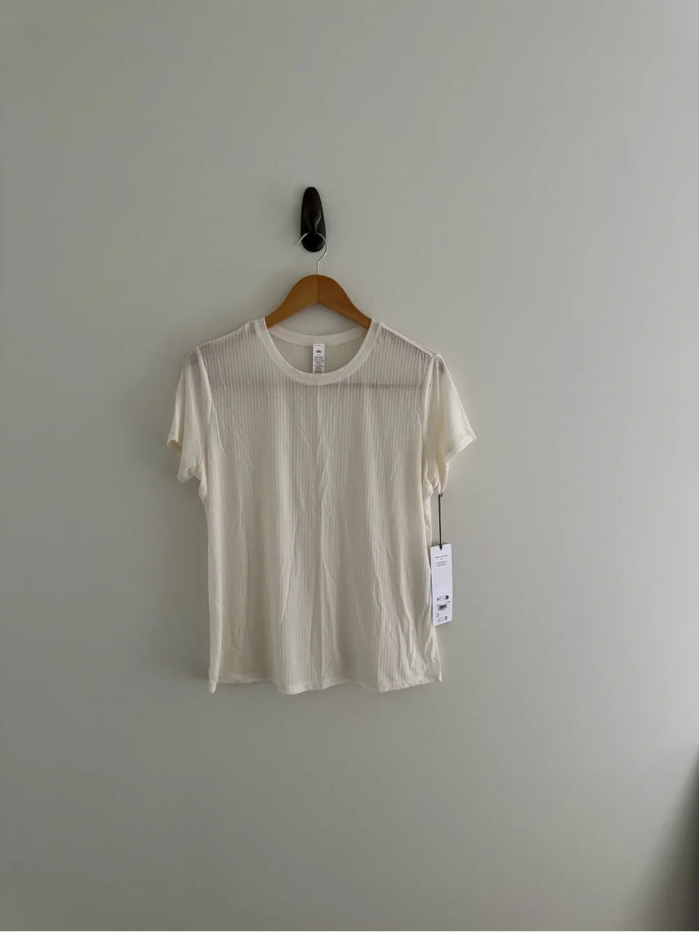 ALO Yoga Cream Ribbed Crewneck Tee